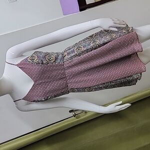 🌈Fire Los Angeles Womens A Line Slip Multicolor Geometric Floral Smocked Medium